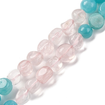 Natural Amazonite & Rose Quartz Beads Strands, Nuggets, Tumbled Stone, 5~14x4~10x4~8mm, Hole: 0.8~1mm, about 45~59pcs/strand, 15.75~16.34 inch(40~41.5cm)