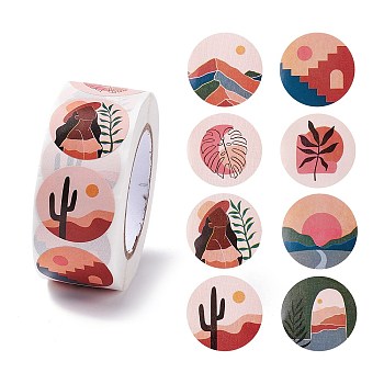 Cartoon Paper Stickers, Self Adhesive Roll Sticker Labels, for Envelopes, Bubble Mailers and Bags, Flat Round with Abstract Pattern, Flower of Life Pattern, 2.5x0.01cm, 500pcs/color