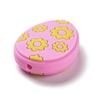 Easter Egg with Flower Silicone Beads(SIL-R014-06B)-2