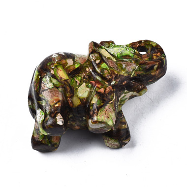 Éléphant assemblé bronzite naturelle et ornement modèle de jaspe impérial synthétique(G-N330-62)-6