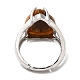 Natural Tiger Eye Teardrop Adjustable Rings(RJEW-K241-03P-12)-2