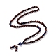 Wood & Lapis Lazuli Beads Necklaces(NJEW-JN04134)-1