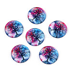 Half Round/Dome Tree Pattern Glass Flatback Cabochons for DIY Projects, Cerise, 25x6mm.(GGLA-Q037-25mm-M28-01)