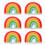 6Pcs Food Grade Eco-Friendly Silicone Focal Beads, Rainbow Shaped, Red, 18x25x9mm, Hole: 2mm(SIL-YW0001-04F)