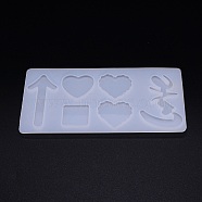 Silicone Molds, Hair Accessories Molds, For DIY Clamp Decoration, UV Resin & Epoxy Resin Jewelry Making, Mixed Shapes, White, 160x83x5mm, Inner Size: 25~68x30~40mm(BG-TAC0002-07)