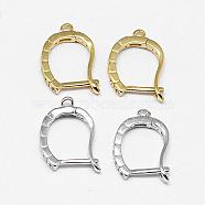 Brass Micro Pave AAA Cubic Zirconia Ear Harp Hoop Earring Findings,  with Latch Back Closure, Cadmium Free & Nickel Free & Lead Free, Mixed Color, 18x13x2mm, Hole: 1mm, pin: 0.5mm(KK-F699-01-NR)