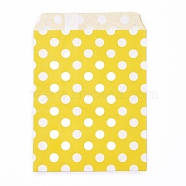 Kraft Paper Bags, No Handles, Food Storage Bags, Polka Dot Pattern, Yellow, 18x13cm(CARB-P001-A01-02)
