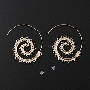 Heart Beaded Vortex Alloy Stud Earrings with Stainless Steel Pins for Women, Light Gold, 50x37x1.5mm, Pin: 1mm(EJEW-SZC0002-005)