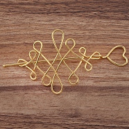 Iron Hair Sticks, Heart & Chinese Knot, Golden, 123mm, Pin: 1.8mm(OHAR-PW0003-070G)