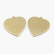 Brass Pendants, Stamping Blank Tag, Heart, Real 18K Gold Plated, 23x22.5x1mm, Hole: 1mm(KK-N200-049)
