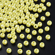 Opaque Acrylic Beads, AB Color, Round, Yellow, 4x3.5mm, Hole: 1.6mm, about 15000pcs/500g(MACR-S371-11-I07)