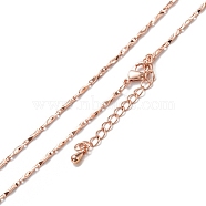 Brass Link Chain Necklaces, Long-Lasting Plated, Real Rose Gold Plated, 16.54 inch(42cm)(NJEW-K123-03RG)