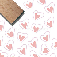 Square Wooden Stamps, with Rubber, for DIY Scrapbooking, Heart, 40x15x15mm(DIY-WH0546-001)