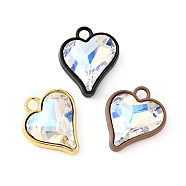 Glass Imitation Austrian Crystal Pendants, with Brass Findings, Heart, Mixed Color, 22x18.5x7mm, Hole: 3mm(KK-C246-18)