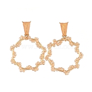 Glass Beads Dangle Ear Studs, with Brass Rings, Plastic Ear Nuts, Alloy Findings, Cardboard Box, Flower, Orange, 47mm, Pin: 0.7mm(EJEW-JE03916-03)