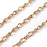 Ion Plating(IP) 304 Stainless Steel Figaro Chains, Figure 8 Chain, with Spool, Unwelded, Golden, 12x5x1mm, about 32.8 Feet(10m)/roll(CHS-I001-09G)