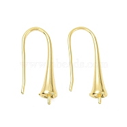 Rack Plating Brass Earring Hooks, for Half Drilled Beads, Long-Lasting Plated, Lead Free & Cadmium Free, Golden, 21x4.5mm, 21 Gauge, Pin: 0.7mm(KK-F839-030A-G)