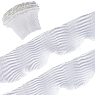 5M Polyester Ruffled Trimming, with Imitation Pearl Edge, for Doll Clothes, Lolita Costume Accessories, White, 73x0.2~4mm(DIY-GF0007-87B)