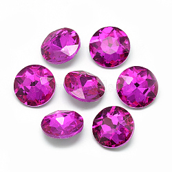 Pointed Back Glass Rhinestone Cabochons, Back Plated, Faceted, Flat Round, Camellia, 14x5.8mm(RGLA-T029-14mm-10)