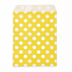 Kraft Paper Bags, No Handles, Food Storage Bags, Polka Dot Pattern, Yellow, 18x13cm(CARB-P001-A01-02)