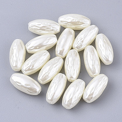 ABS Plastic Imitation Pearl Beads, Rice, Floral White, 15x7.5mm, Hole: 1.4mm(X-KY-T013-012)