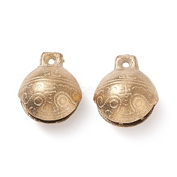 Brass Bell Pendants, Round with Tiger Face, Raw(Unplated), 31x27x19mm, Hole: 2mm(KKB-A003-27mm)