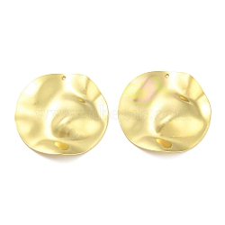 Rack Plating Eco-Friendly Brass Pendants, Cadmium Free & Lead Free, Textured Flat Round Charm, Real 18K Gold Plated, 33.5x4mm, Hole: 1.2mm(KK-M255-13G)