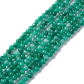 Natural White Jade Beads Strands, Dyed, Round, Sea Green, 2.5~3mm, Hole: 0.7mm, about 131pcs/strand, 15.75 inch(40cm)