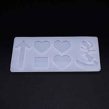 Silicone Molds, Hair Accessories Molds, For DIY Clamp Decoration, UV Resin & Epoxy Resin Jewelry Making, Mixed Shapes, White, 160x83x5mm, Inner Size: 25~68x30~40mm