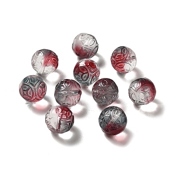 Transparent Glass Beads, Gradient Color, Round, FireBrick, 12.5x12mm, Hole: 1.4mm