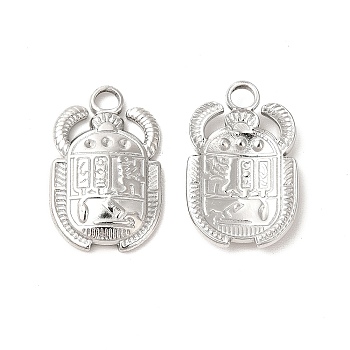 Ion Plating(IP) 304 Stainless Steel Pendants, Beetle Charms, Stainless Steel Color, 20.5x13x2.5mm, Hole: 3mm