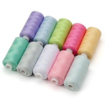 10 Colors Polyester Sewing Thread, Mixed Color, 260x60x27mm, 10pcs/set