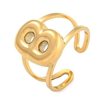 304 Stainless Steel Finger Ring, Real 18K Gold Plated Cuff Ring, Letter B, Inner Diameter: 18mm, Letter: 14~15x6.5~19mm