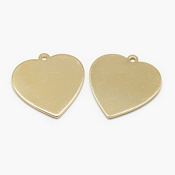 Brass Pendants, Stamping Blank Tag, Heart, Real 18K Gold Plated, 23x22.5x1mm, Hole: 1mm