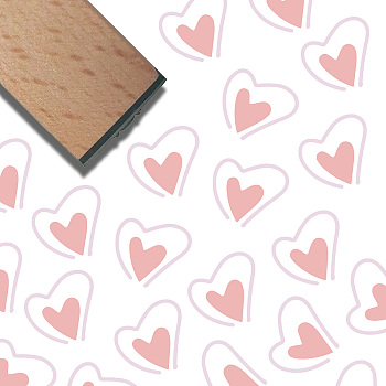 Square Wooden Stamps, with Rubber, for DIY Scrapbooking, Heart, 40x15x15mm