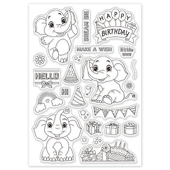 PVC Plastic Stamps, for DIY Scrapbooking, Photo Album Decorative, Cards Making, Stamp Sheets, Elephant Pattern, 16x11x0.3cm