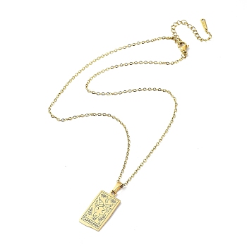 Rectangle with Twelve Constellations Pendant Necklaces, 304 Stainless Steel Cable Chains Necklaces, Golden, Capricorn, 15.98 inch(40.6cm)