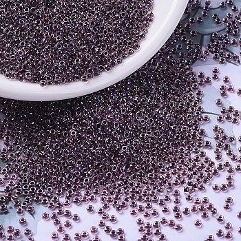 MIYUKI Round Rocailles Beads, Japanese Seed Beads, 11/0, (RR3208) Magic Purple Cranberry Lined Crystal, 2x1.3mm, Hole: 0.8mm, about 5500pcs/50g