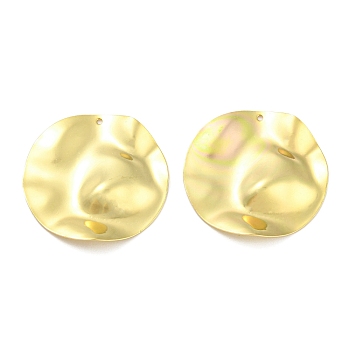 Rack Plating Eco-Friendly Brass Pendants, Cadmium Free & Lead Free, Textured Flat Round Charm, Real 18K Gold Plated, 33.5x4mm, Hole: 1.2mm
