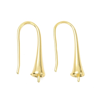 Rack Plating Brass Earring Hooks, for Half Drilled Beads, Long-Lasting Plated, Lead Free & Cadmium Free, Golden, 21x4.5mm, 21 Gauge, Pin: 0.7mm