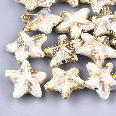 37mm Linen Starfish Porcelain Beads