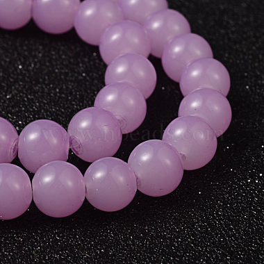 couleur violette pulvérisation perles imitation ronde peinte jade fils de verre(X-DGLA-S076-8mm-22)-4
