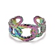 Rainbow Color Ion Plating(IP) 304 Stainless Steel Oval Open Cuff Ring for Women(RJEW-A005-39MC)-1