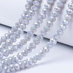 Electroplate Glass Beads Strands, Opaque Solid Color, AB Color Plated, Faceted, Rondelle, Gainsboro, 8x6mm, Hole: 1mm, about 60~62pcs/strand, 15.5 inch(38.75cm)(X-EGLA-A034-P8mm-B11)