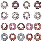 45Pcs 9 Colors Printed Basswood Pendants, Back Random Color, Flat Round, Mixed Color, 35x3mm, Hole: 1.6~2mm, 5pcs/color(WOOD-CJ0002-52)