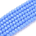 Opaque Solid Color Imitation Jade Glass Beads Strands, Faceted, Rondelle, Cornflower Blue, 2.9~3.3x2mm, Hole: 0.8mm,  about 135~140pcs/strand, 32~34cm(EGLA-A044-P2mm-D17)