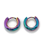 304 Stainless Steel Huggie Hoop Earrings, Thick Hoop Earrings, Ring, Rainbow Color, 10 Gauge, 12x13x2.5mm(EJEW-O087-09A-M)