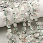 Natural Green Lodolite Quartz Beads Strands, Teardrop, Top Drilled, with Seed Beads, 10~28x8~12x4~8mm, Hole: 0.9mm, about 42~44pcs/strand, 15.16''~15.55''(38.5~39.5cm)(G-P604-A20-01)