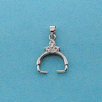 Brass Ice Pick Pinch Bails, with Glass, Long Lasting Plated, Nickel Free, Platinum, 19x15.5x4.5mm, Hole: 4x3.5mm, Pin: 1mm(KK-WH0049-05P)