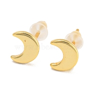 Rack Plating Brass Moon Studs Earrings for Women, Long-Lasting Plated, Golden, 7x5.5mm(KK-K272-07G)